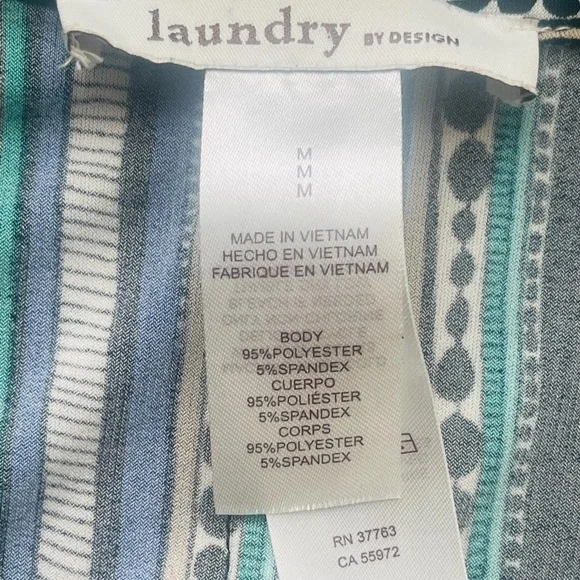 Laundry by Design Green/Black/Blue Geometric Print Wrap Dress Sz M Casual Sleek - Picture 5 of 9